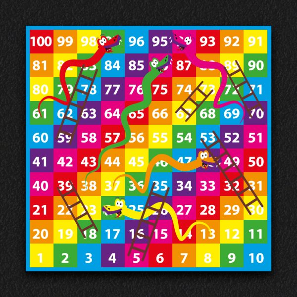 1 100 Snakes and Ladders SOLID 2 600x600 - 1-100 Snakes & Ladders