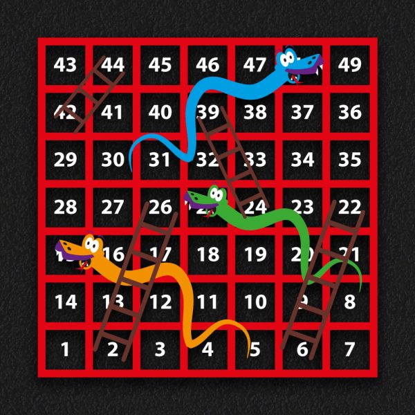 1 49 Snakes and Ladders Outline 3 600x600 - 1-49 Snakes & Ladders