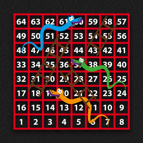 1 64 Snakes and Ladders Outline 2 600x600 - 1-64 Snakes & Ladders